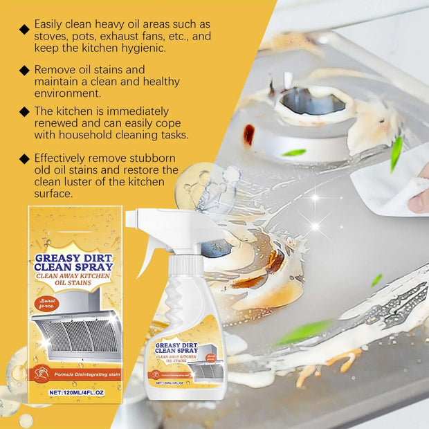 🧼 Greasy Dirt Clean Spray – Heavy Duty Kitchen & Multi-Surface Cleaner ✨